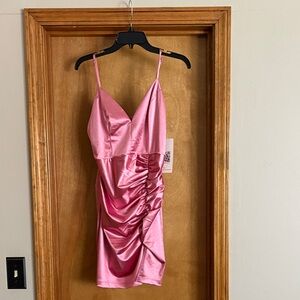 Chic Pink Satin Mini Dress